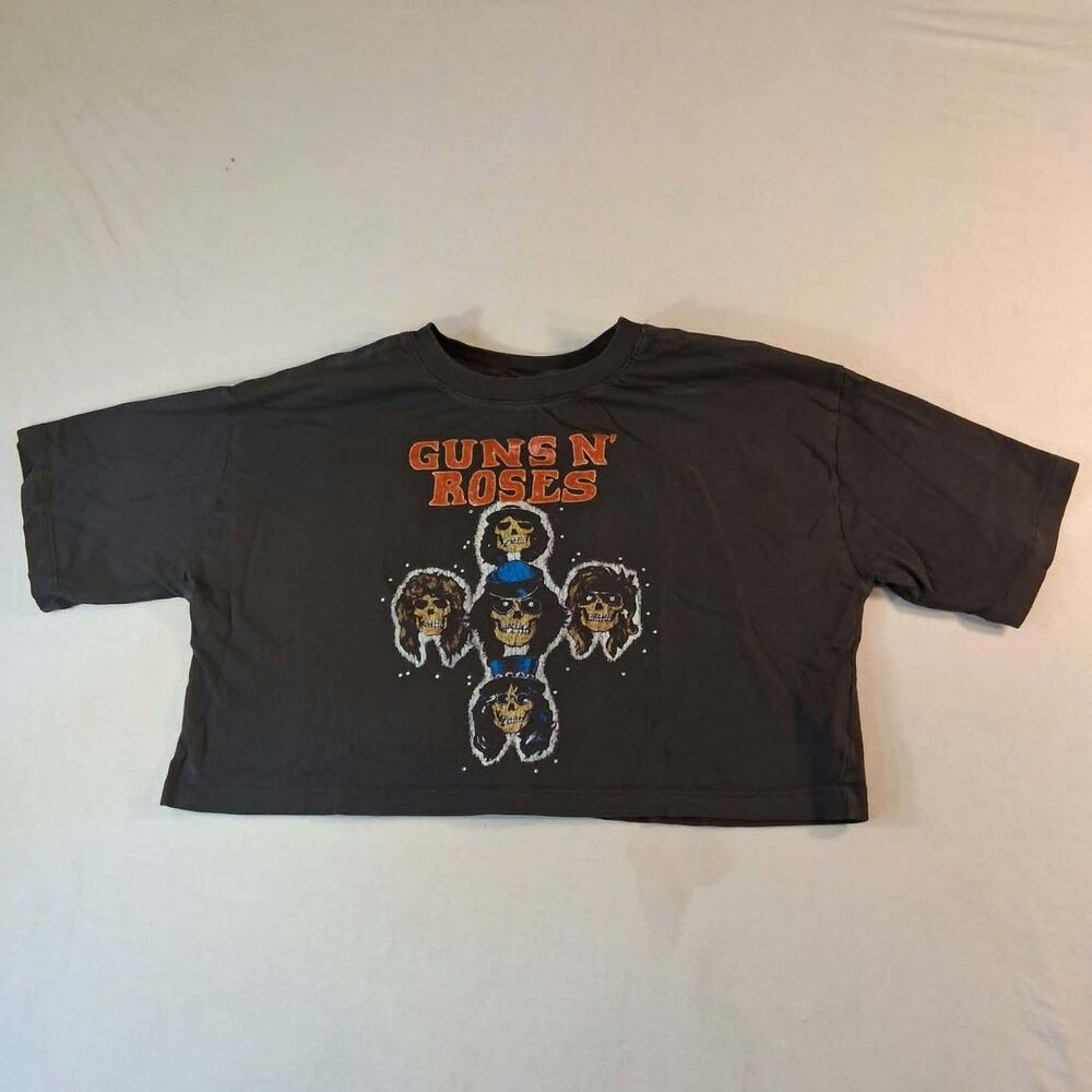 Guns N Roses Appetite For Destruction Cropped Graphic T Shirt Womens XXS Black